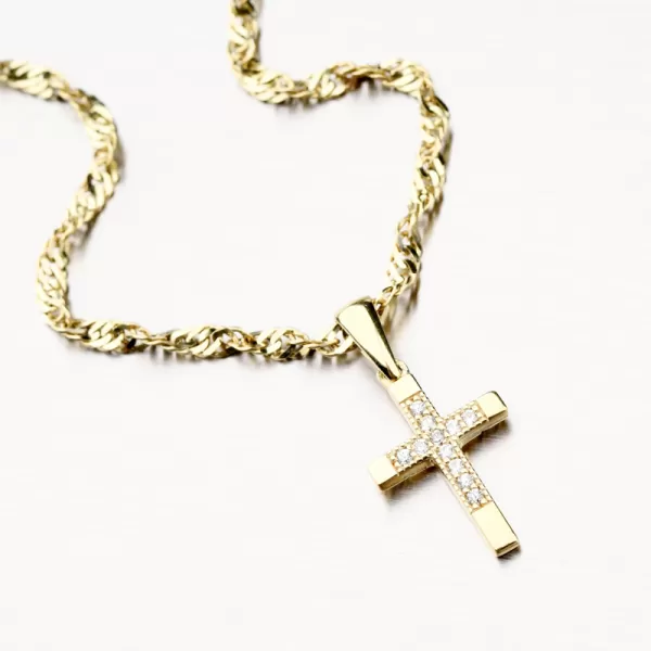 Zlatý krížik so zirkónmi 662P-130219