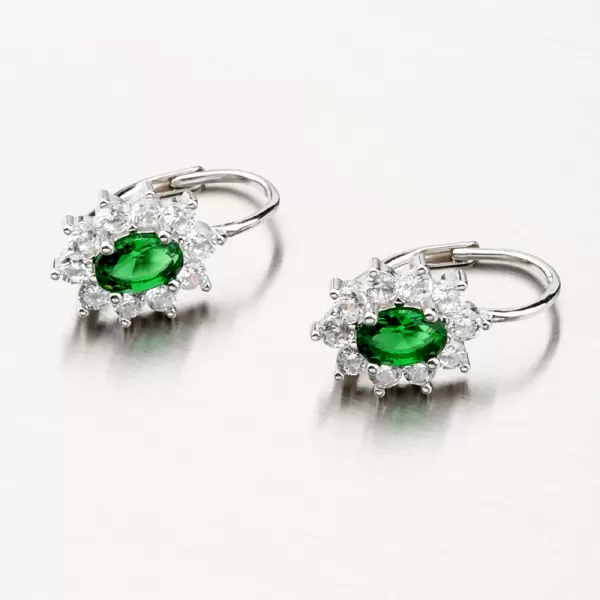 Náušnice zo striebra so zeleným zirkónom PKL-2100
