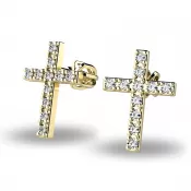 Zlaté náušnice - krížik s briliantmi 140018-ZL-DIA