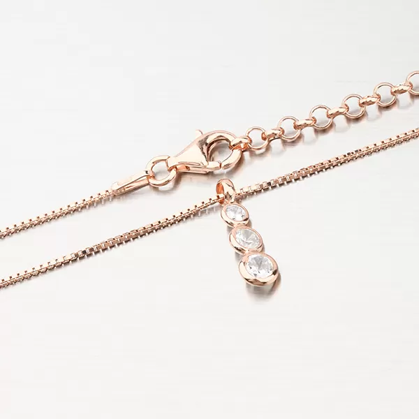 Ružovým zlatom pozlátený náhrdelník so zirkónmi N1400568-0398-SLX
