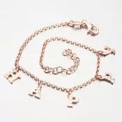 Strieborný náramok HAPPY vo farbe ružového zlata B2001469-0331-SLX