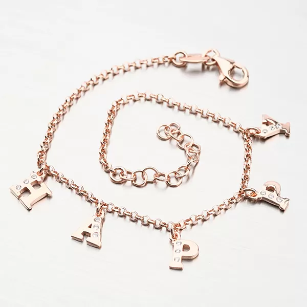 Strieborný náramok HAPPY vo farbe ružového zlata B2001469-0331-SLX