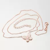 Strieborný náhrdelník s motýľom vo farbe ružového zlata N1802326-2493-SLX