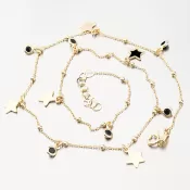 Pozlátený strieborný náhrdelník s kryštálmi a hviezdičkami N2001375-2120-SLX