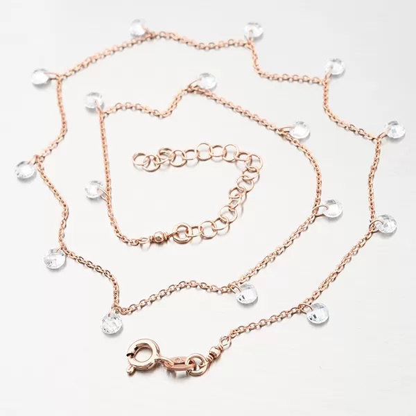 Náhrdelník pozlátený ružovým zlatom s kryštálmi N1803391-1905-SLX