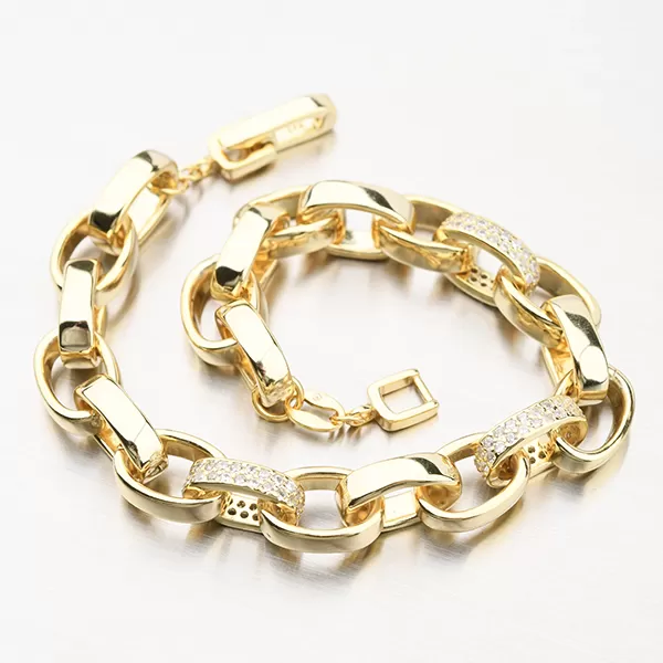 Pozlátený strieborný náramok so zirkónmi B1901558-1905-SLX