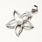 Strieborný prívesok kvetina s perlou a so zirkónmi PKL-3105