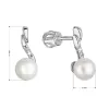 Zlaté 14 karátové náušnice biele zlato s riečnou perlou a zirkónmi 81PZ00027