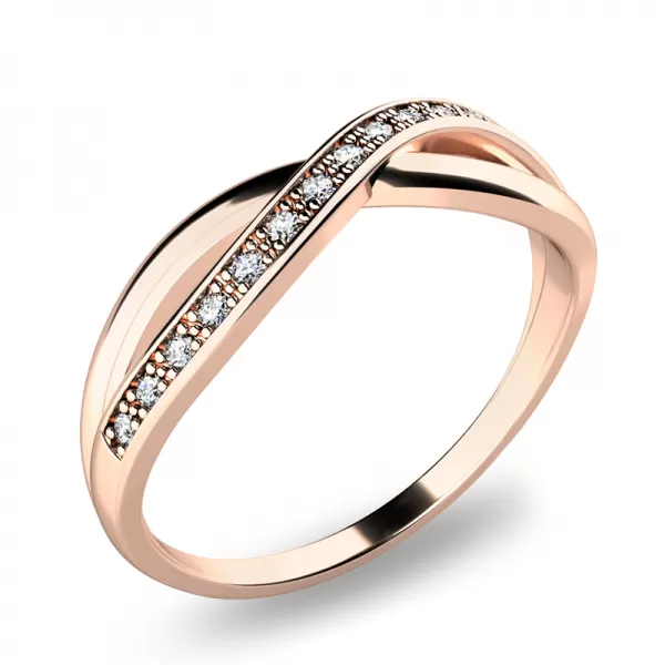 Prsteň s briliantmi z ružového zlata 140013CV-DIA
