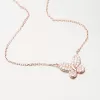 Strieborný náhrdelník s motýľom vo farbe ružového zlata N1802326-2493-SLX
