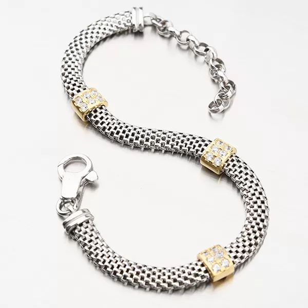 Pozlátený strieborný náramok so zirkónmi B1400751-1304-SLX