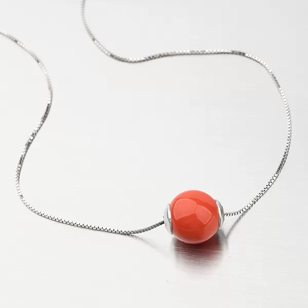Strieborný náhrdelník s koralom N1200021-0851-SLX
