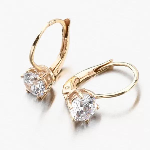 Zlaté náušnice korunky so zirkónmi 663P-120683