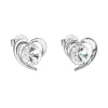 Strieborné náušnice pecka s kryštálmi Swarovski biele srdce 31259.1