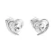Strieborné náušnice pecka s kryštálmi Swarovski biele srdce 31259.1