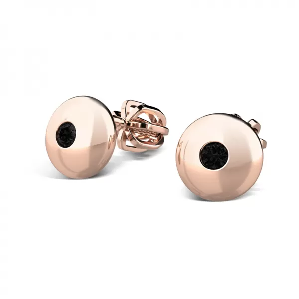 Zlaté náušnice kôstky s čiernymi zirkónmi 140009-CV-ZIR-Black