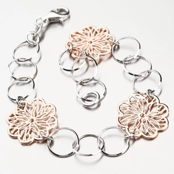 Strieborný náramok s kvietkami 92003043-73-SLX