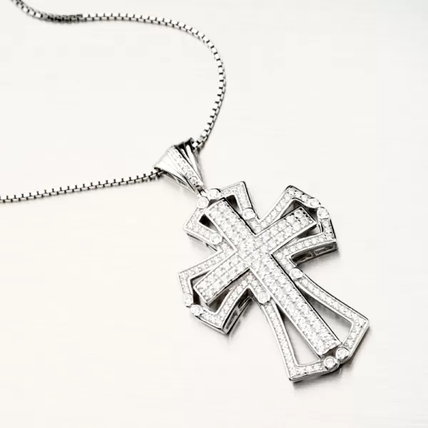Strieborný prívesok kríž so zirkónmi PKL-3090