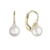 Zlaté 14 karátové náušnice žlté zlato s bielou riečnou perlou a zirkónom 91PZ00023