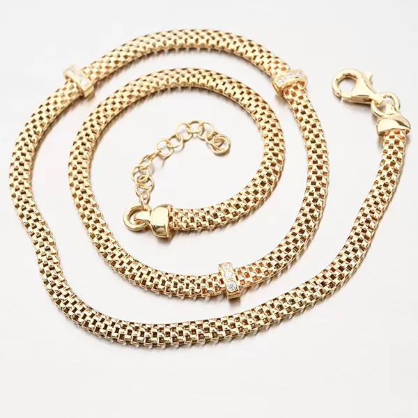 Pozlátený strieborný náhrdelník so zirkónmi N1300491-1264-SLX