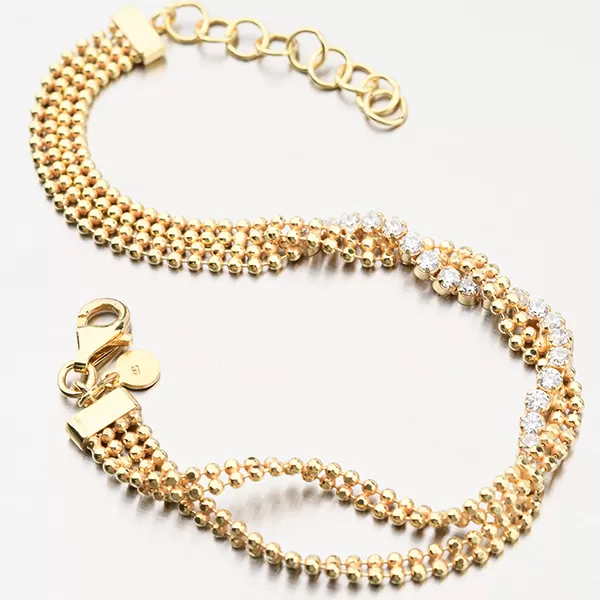 Pozlátený strieborný náramok so zirkónmi B1701026-1256-SLX