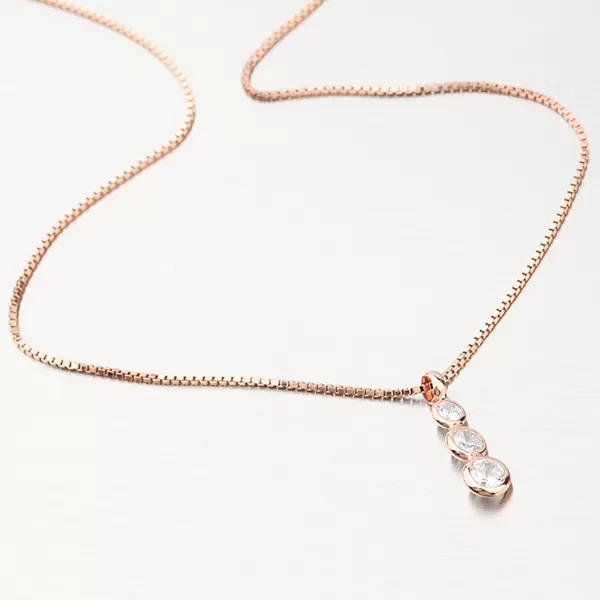 Ružovým zlatom pozlátený náhrdelník so zirkónmi N1400568-0398-SLX