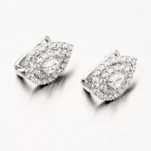 Strieborné náušnice so zirkónmi v tvare kvapky PKL-2062