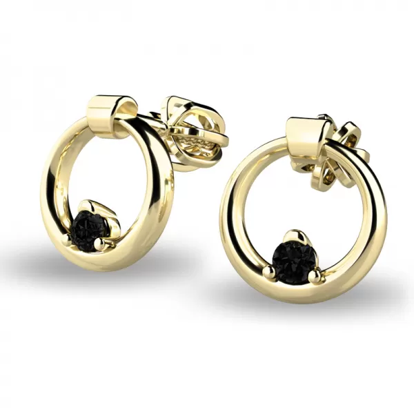 Zlaté náušnice krúžky s čiernymi briliantmi 140022-ZL-DIA-Black
