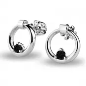 Zlaté náušnice krúžky s čiernymi briliantmi 140022-B-DIA-Black