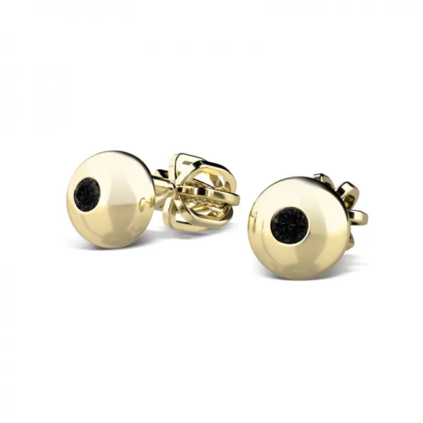 Zlaté náušnice kôstky s čiernymi diamantmi 140008-ZL-DIA-Black