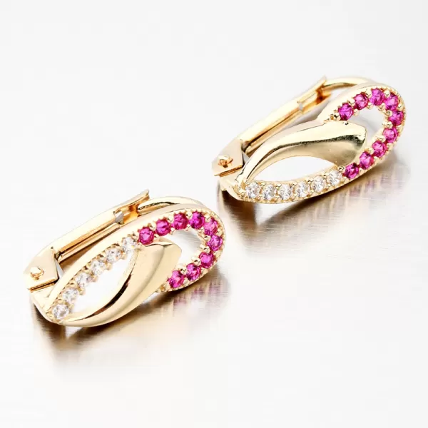 Dámske náušnice žlté zlato 585 zirkón 12-633