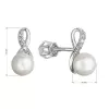 Zlaté 14 karátové náušnice biele zlato s riečnou perlou a zirkónmi 81PZ00028 nekonečno