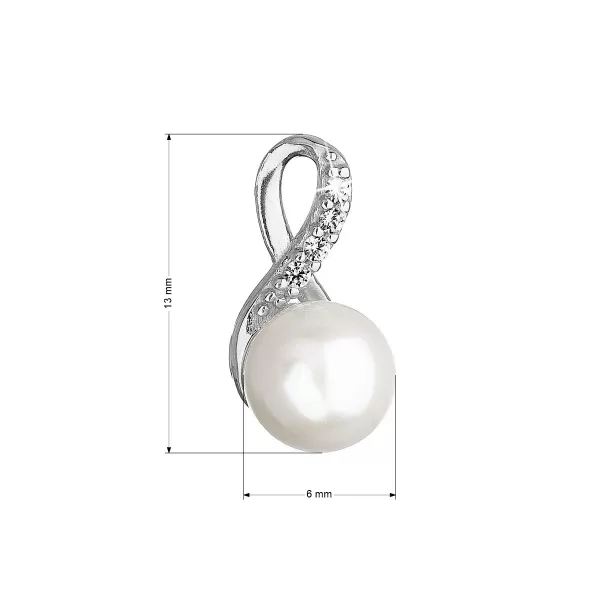 Zlatý 14 karátový prívesok biele zlato s riečnou perlou a zirkónmi 84PZ00008 nekonečno