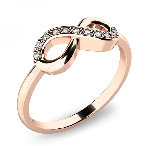 Prsteň s briliantmi z ružového zlata - infinity 140007CV-DIA