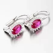 Náušnice s rubínom v bielom zlate 12-646