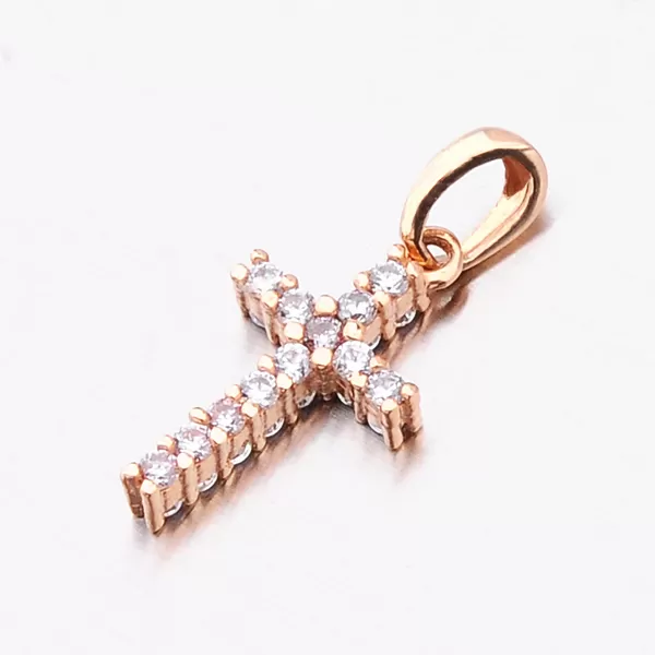 Zlatý kríž so zirkónmi z oboch strán 53DZ-60100CV-ZIR