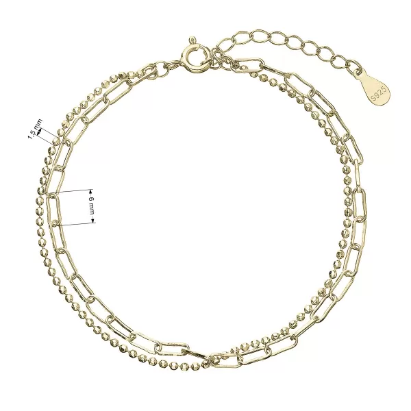 Pozlátený náramok dvojitá retiazka guličky a oválky 63004