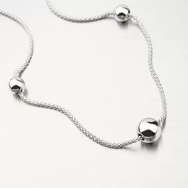 Náhrdelník s guličkami - strieborný N1701549-1264-SLX