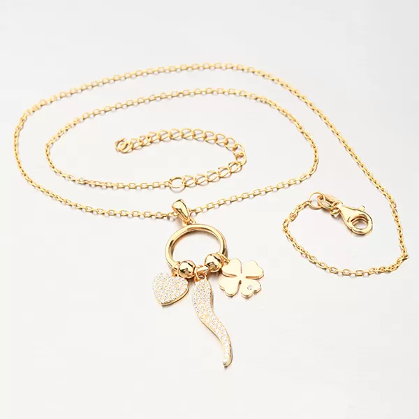 Pozlátený strieborný náhrdelník s príveskami N2100512-1905-SLX