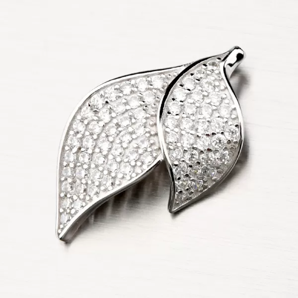 Strieborný prívesok lístky so zirkónmi PKL-3076