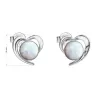 Strieborné náušnice srdca s bielym syntetickým opálom 31259.3 white