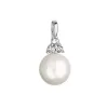 Zlato 14 Carat Pendant White Gold s riekou Pearl a tromi zirkónmi 84pz00005