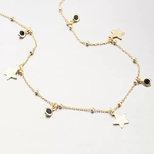 Pozlátený strieborný náhrdelník s kryštálmi a hviezdičkami N2001375-2120-SLX