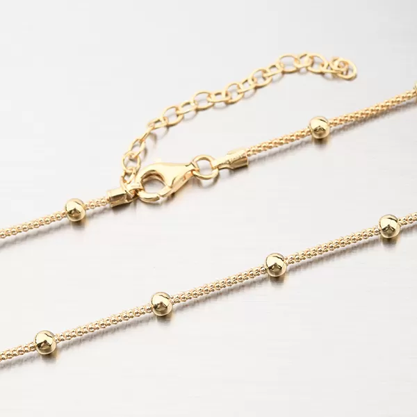 Pozlátený strieborný náhrdelník s korálkami N2100005-0850-SLX