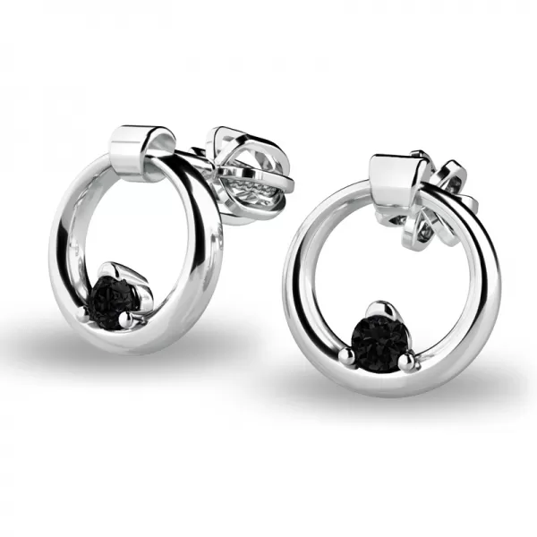 Zlaté náušnice krúžky s čiernymi zirkónmi 140022-B-ZIR-Black