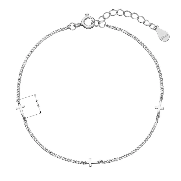 Strieborný náramok s tromi krížikmi 63007