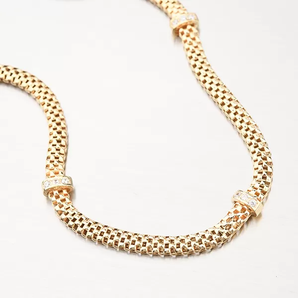 Pozlátený strieborný náhrdelník so zirkónmi N1300491-1264-SLX