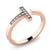 Prsteň s briliantmi z ružového zlata 140014CV-DIA