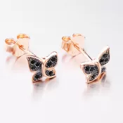 Strieborné náušnice motýľov v ružovej farbe zlata E1703978-2281-SLX