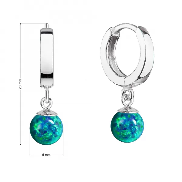 Strieborné náušnice kruhy so zeleným syntetickým opálom 11404.3 green